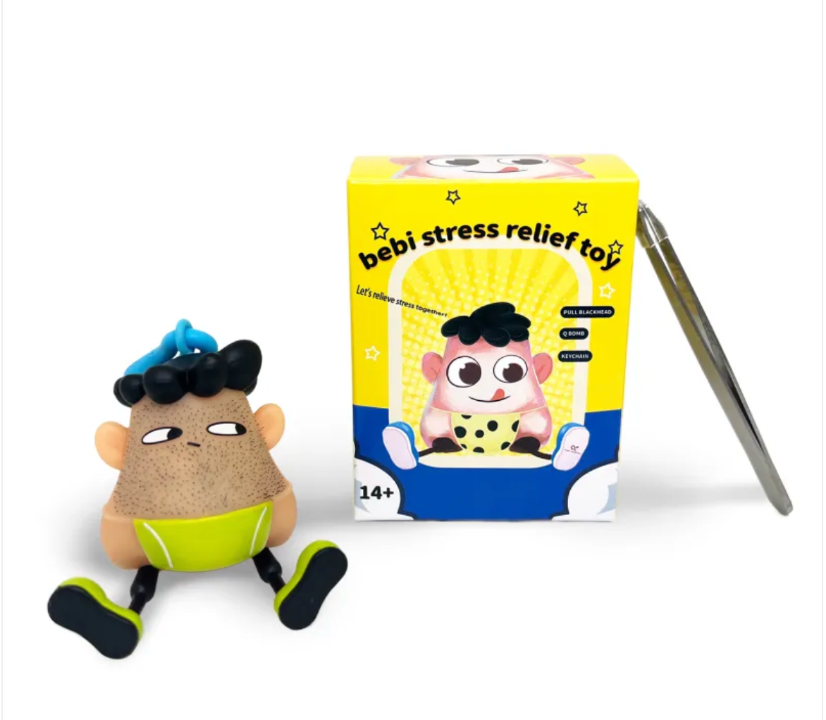Stretchy Bearded Man Stress Relief Keychain Toy