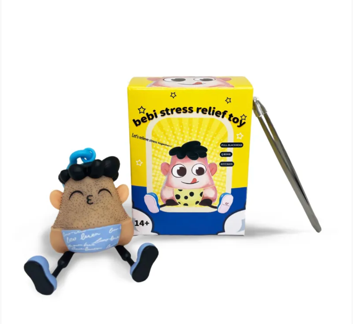 Stretchy Bearded Man Stress Relief Keychain Toy