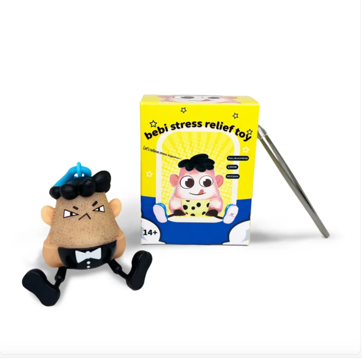 Stretchy Bearded Man Stress Relief Keychain Toy